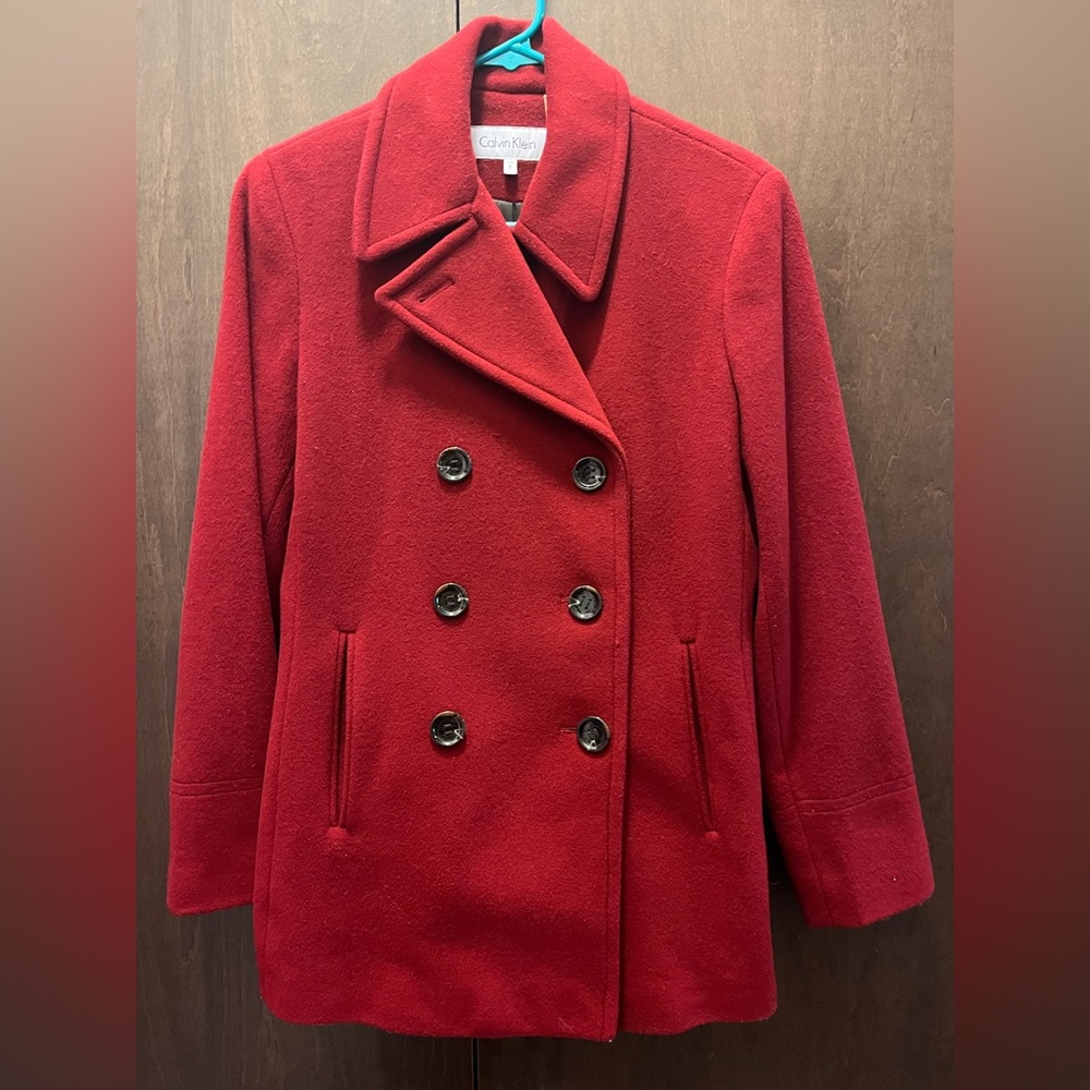 Red Calvin Klein Wool Coat